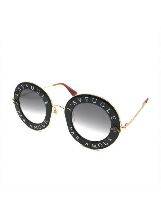 Gucci L\'aveugle Paramor Round Frame Sunglasses Eyewear Gold Black main image 6